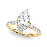 LUMEO Marquise Hidden Halo Diamond Engagement Ring Front View in 18k Solid Yellow Gold 