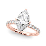 LUMEO Marquise Hidden Halo Diamond Engagement Ring Front View in 18k Solid Rose Gold 