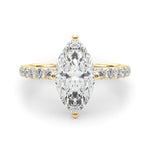 LUMEO Marquise Hidden Halo Diamond Engagement Ring Angle View in 18k Solid Yellow Gold 