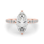 LUMEO Marquise Hidden Halo Diamond Engagement Ring Angle View in 18k Solid Rose Gold 