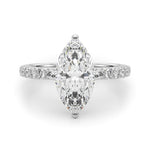 LUMEO Marquise Hidden Halo Diamond Engagement Ring Angle View in Platinum 