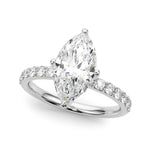 LUMEO Marquise Hidden Halo Diamond Engagement Ring Front View in Platinum 