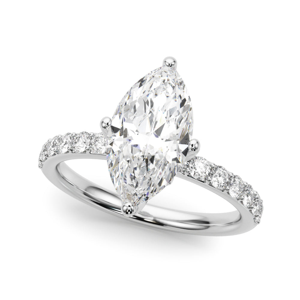 LUMEO Marquise Hidden Halo Diamond Engagement Ring Front View in Platinum 
