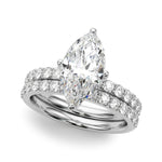 LUMEO Marquise Hidden Halo Diamond Engagement Ring Set in Platinum 