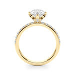LUMEO Marquise Hidden Halo Diamond Engagement Ring Side View in 18k Solid Yellow Gold 