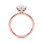 LUMEO Marquise Hidden Halo Diamond Engagement Ring Side View in 18k Solid Rose Gold 