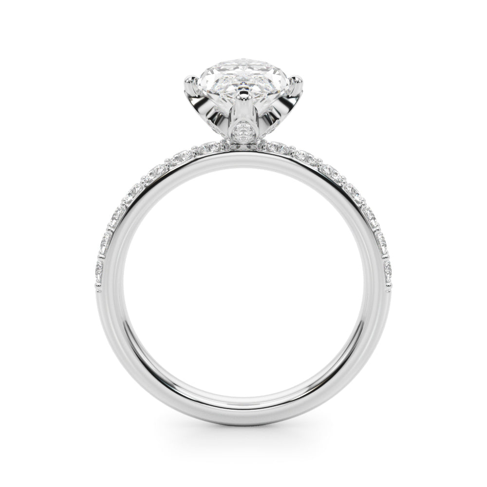 LUMEO Marquise Hidden Halo Diamond Engagement Ring Side View in Platinum 