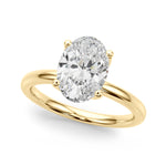 LUMEO Oval Hidden Halo Diamond Engagement Ring Front View in 18k Solid Yellow Gold 