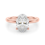 LUMEO Oval Hidden Halo Diamond Engagement Ring Angle View in 18k Solid Rose Gold 