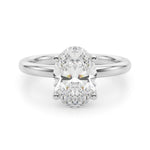LUMEO Oval Hidden Halo Diamond Engagement Ring Angle View in Platinum 