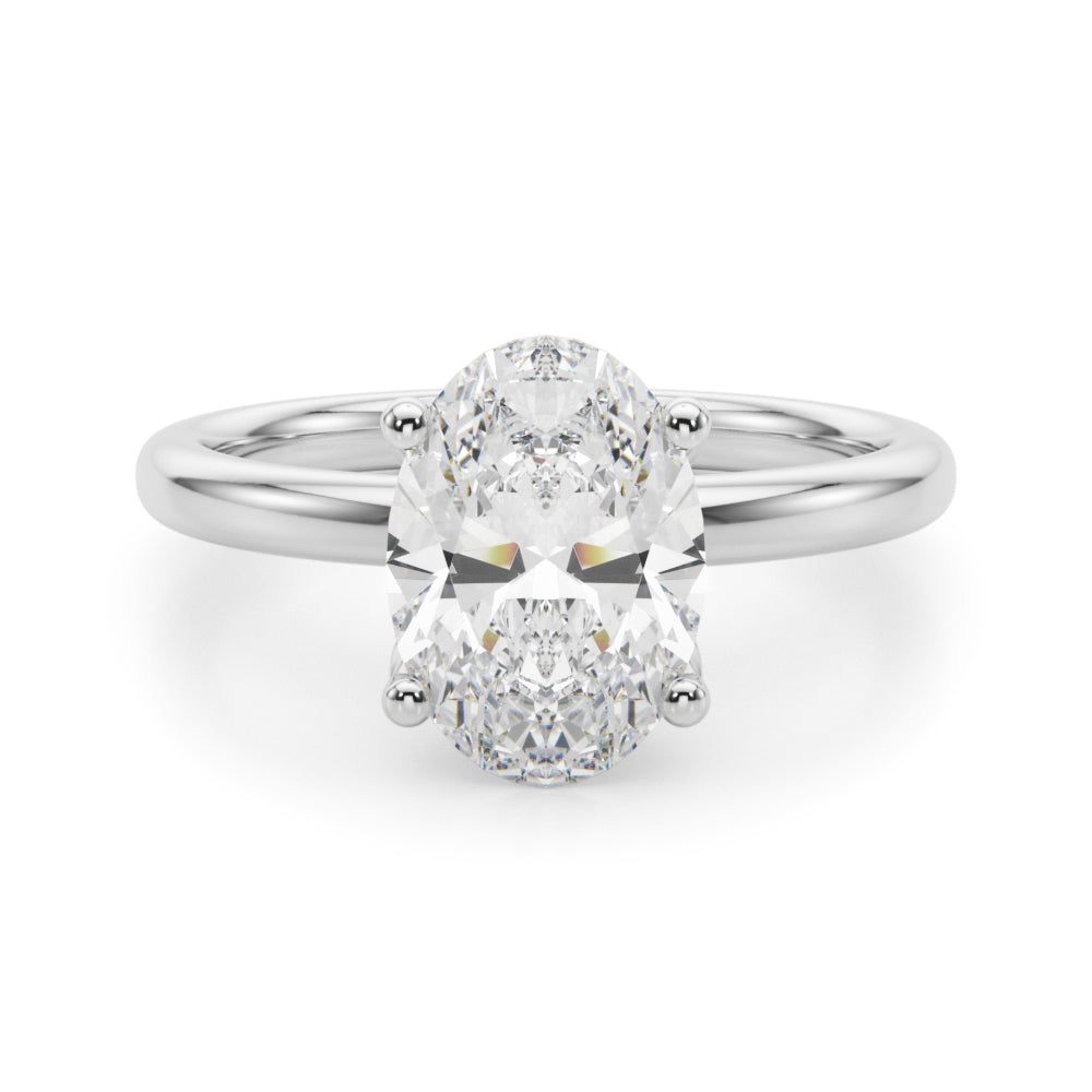 LUMEO Oval Hidden Halo Diamond Engagement Ring Angle View in Platinum 