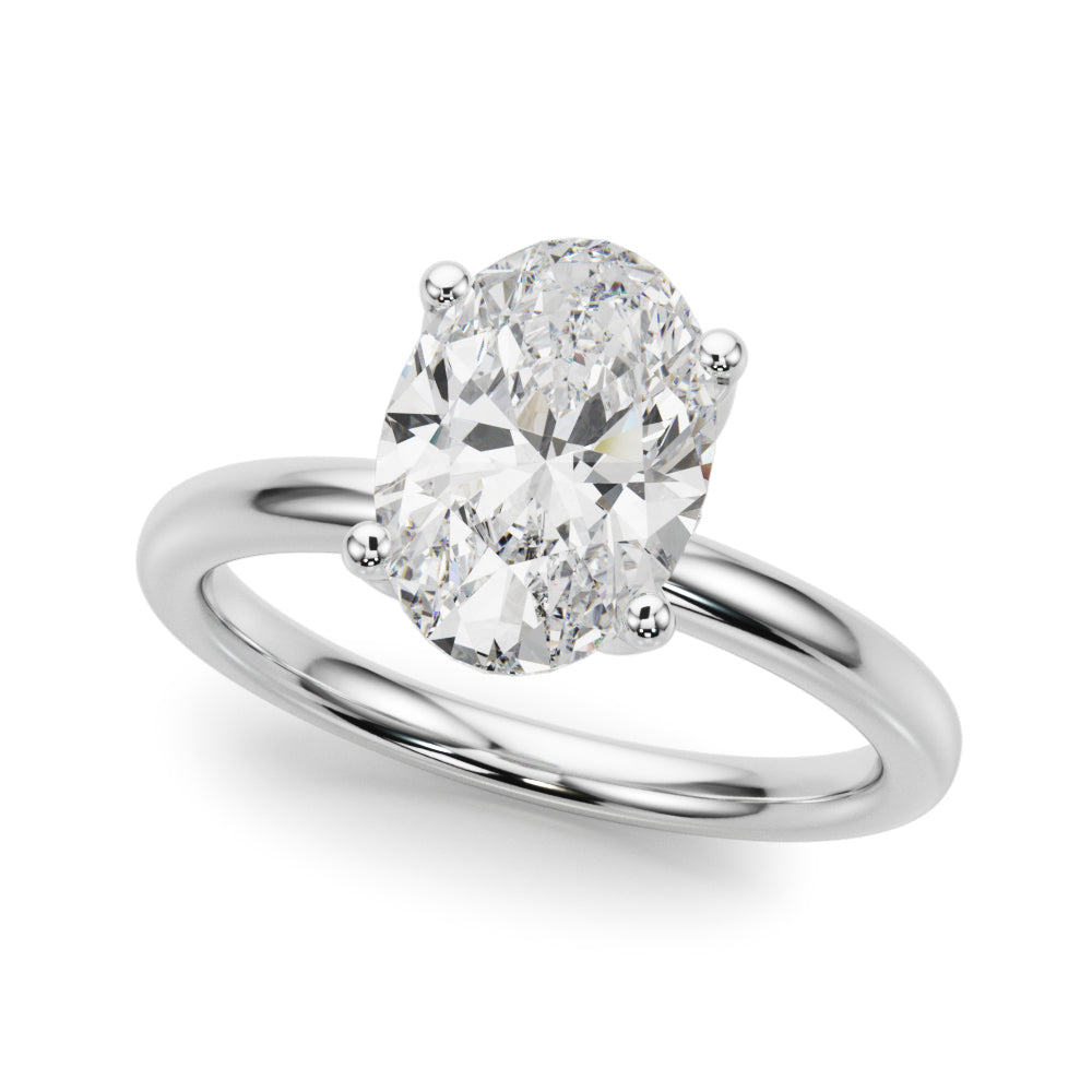 LUMEO Oval Hidden Halo Diamond Engagement Ring Front View in Platinum 