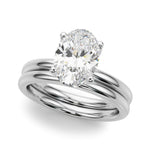 LUMEO Oval Hidden Halo Diamond Engagement Ring Set in Platinum 