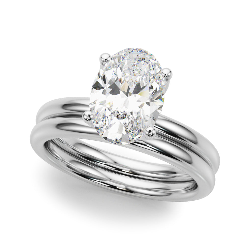 LUMEO Oval Hidden Halo Diamond Engagement Ring Set in Platinum 
