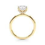 LUMEO Oval Hidden Halo Diamond Engagement Ring Side View in 18k Solid Yellow Gold 