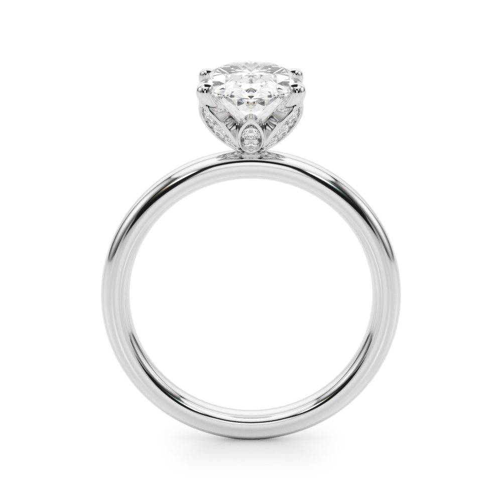 LUMEO Oval Hidden Halo Diamond Engagement Ring Side View in Platinum 