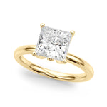 LUMEO Princess Hidden Halo Diamond Engagement Ring Front View in 18k Solid Yellow Gold 