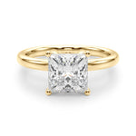 LUMEO Princess Hidden Halo Diamond Engagement Ring Angle View in 18k Solid Yellow Gold 