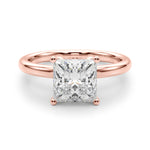 LUMEO Princess Hidden Halo Diamond Engagement Ring Angle View in 18k Solid Rose Gold 