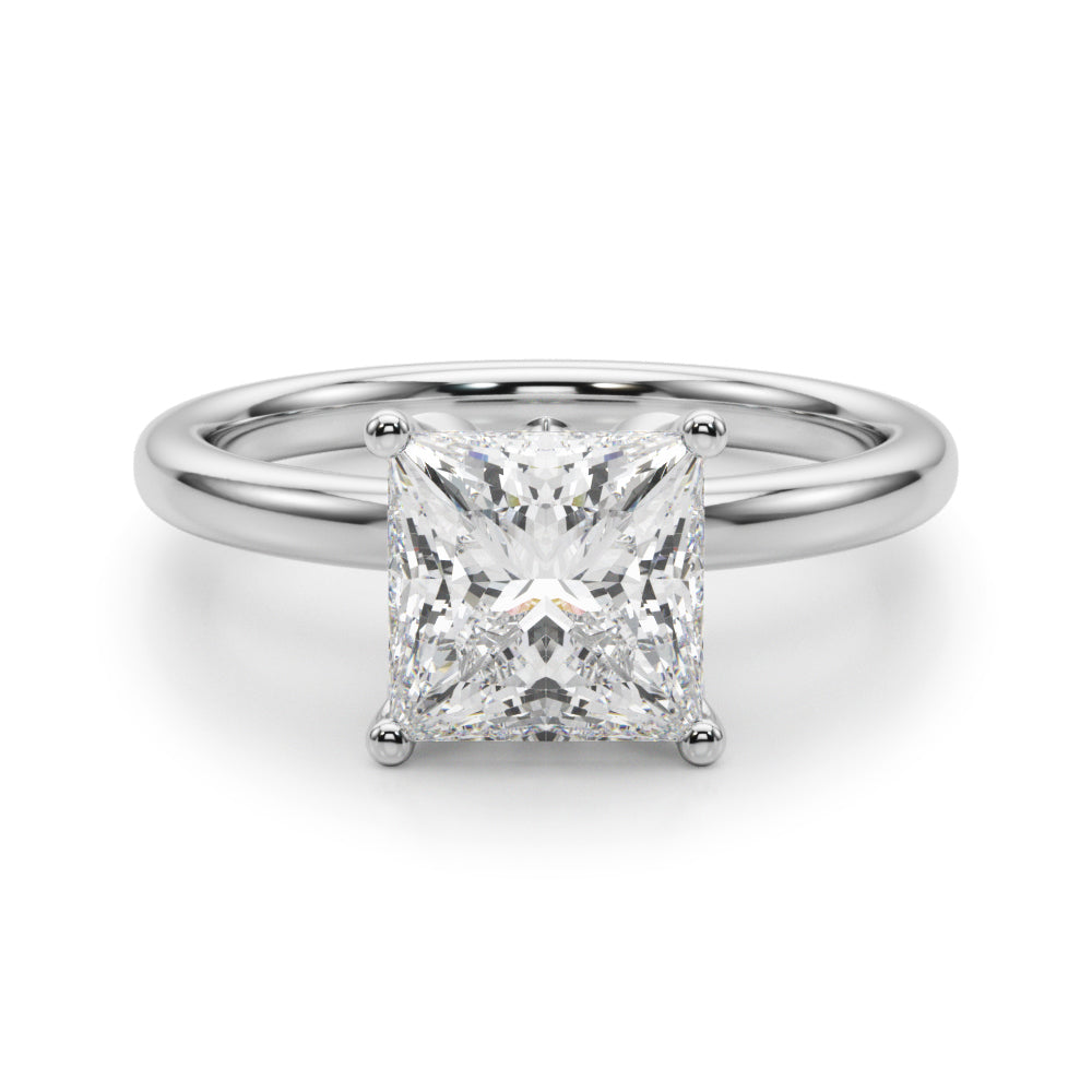 LUMEO Princess Hidden Halo Diamond Engagement Ring Angle View in Platinum 