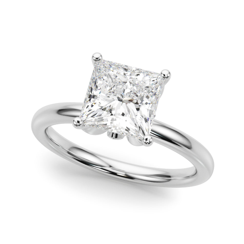 LUMEO Princess Hidden Halo Diamond Engagement Ring Front View in Platinum 
