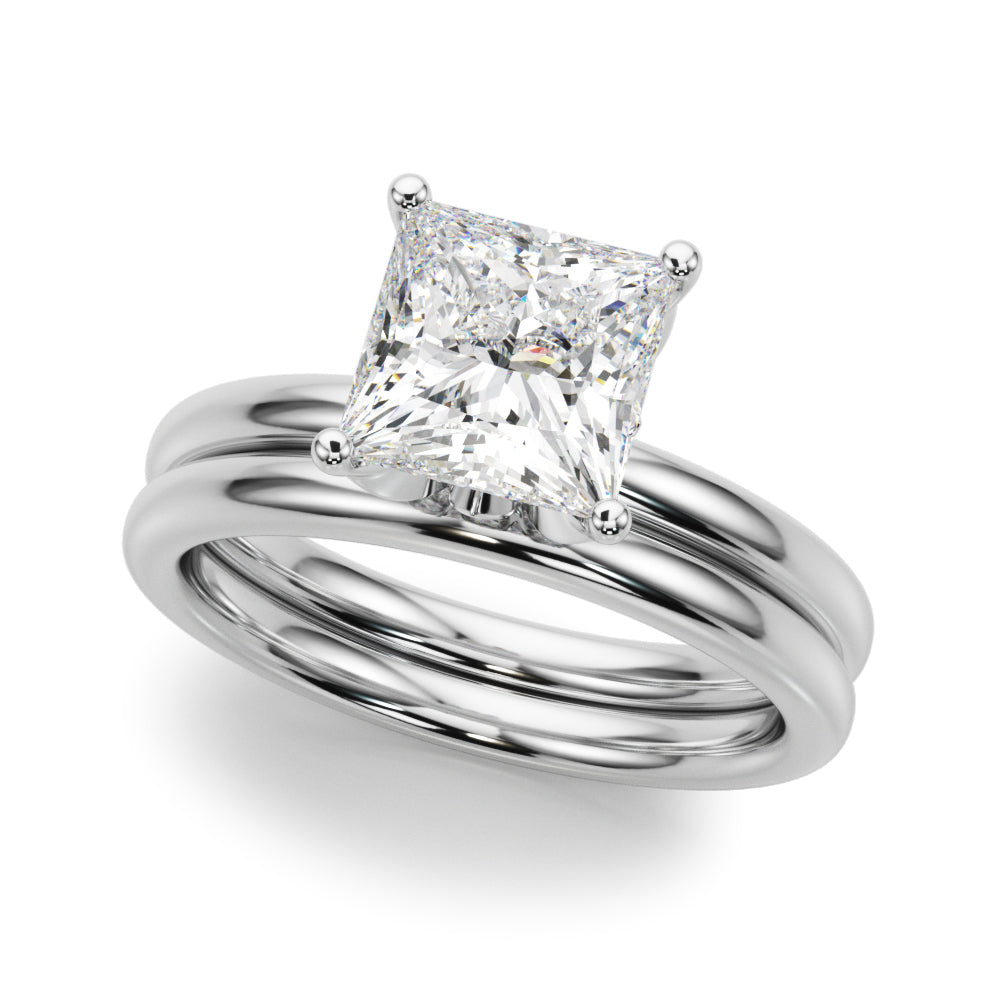 LUMEO Princess Hidden Halo Diamond Engagement Ring Set in Platinum 