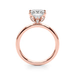 LUMEO Princess Hidden Halo Diamond Engagement Ring Side View in 18k Solid Rose Gold 