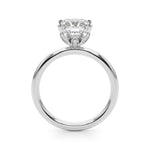 LUMEO Princess Hidden Halo Diamond Engagement Ring Side View in Platinum 