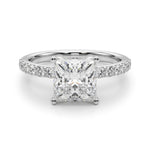 LUMEO Princess Hidden Halo Diamond Engagement Ring Angle View in Platinum 