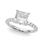 LUMEO Princess Hidden Halo Diamond Engagement Ring Front View in Platinum 