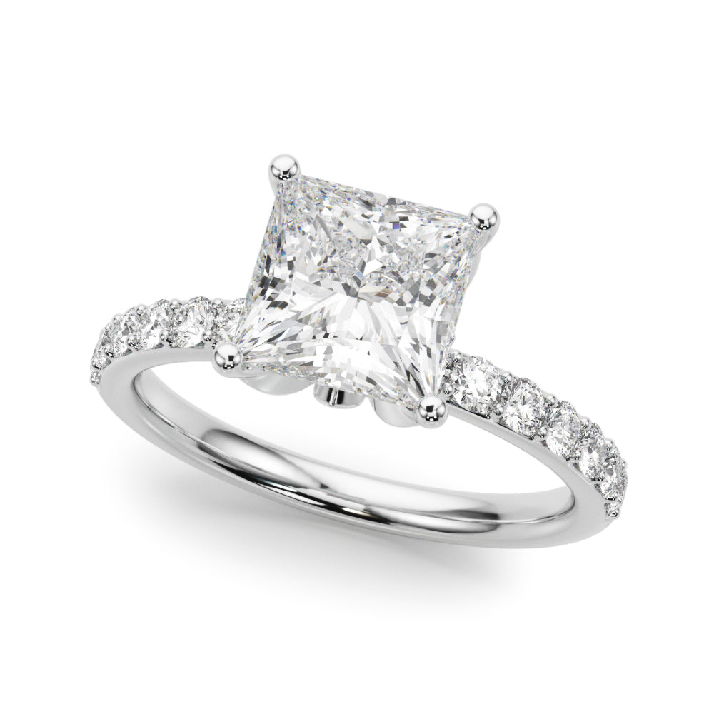 LUMEO Princess Hidden Halo Diamond Engagement Ring Front View in Platinum 
