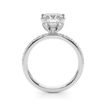 LUMEO Princess Hidden Halo Diamond Engagement Ring Side View in Platinum 