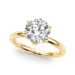 LUMEO Round Hidden Halo Diamond Engagement Ring Front View in 18k Solid Yellow Gold 