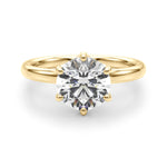 LUMEO Round Hidden Halo Diamond Engagement Ring Angle View in 18k Solid Yellow Gold 