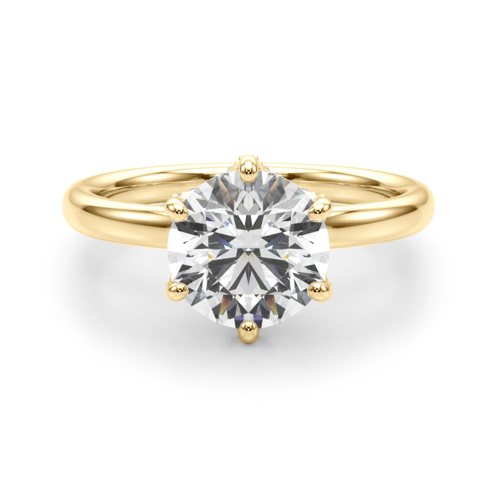 LUMEO Round Hidden Halo Diamond Engagement Ring Angle View in 18k Solid Yellow Gold 
