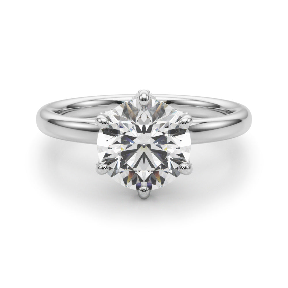 LUMEO Round Hidden Halo Diamond Engagement Ring Angle View in Platinum 