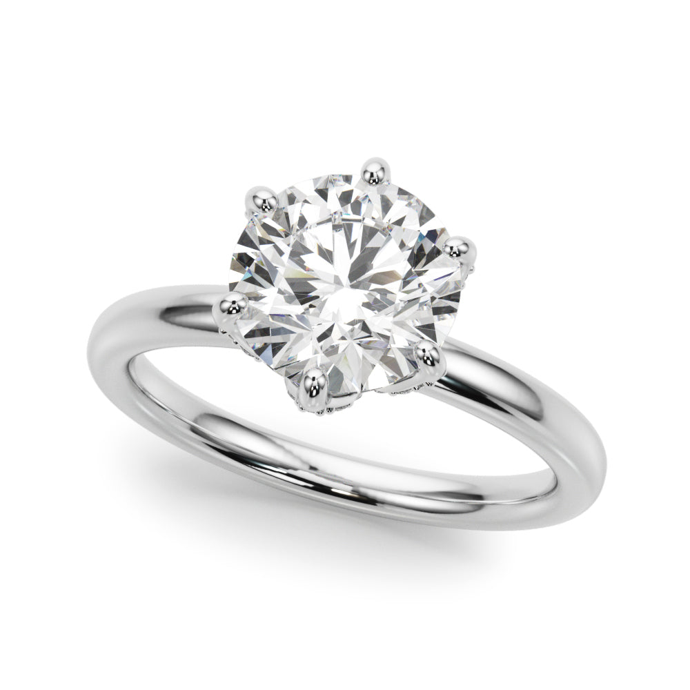 LUMEO Round Hidden Halo Diamond Engagement Ring Front View in Platinum 