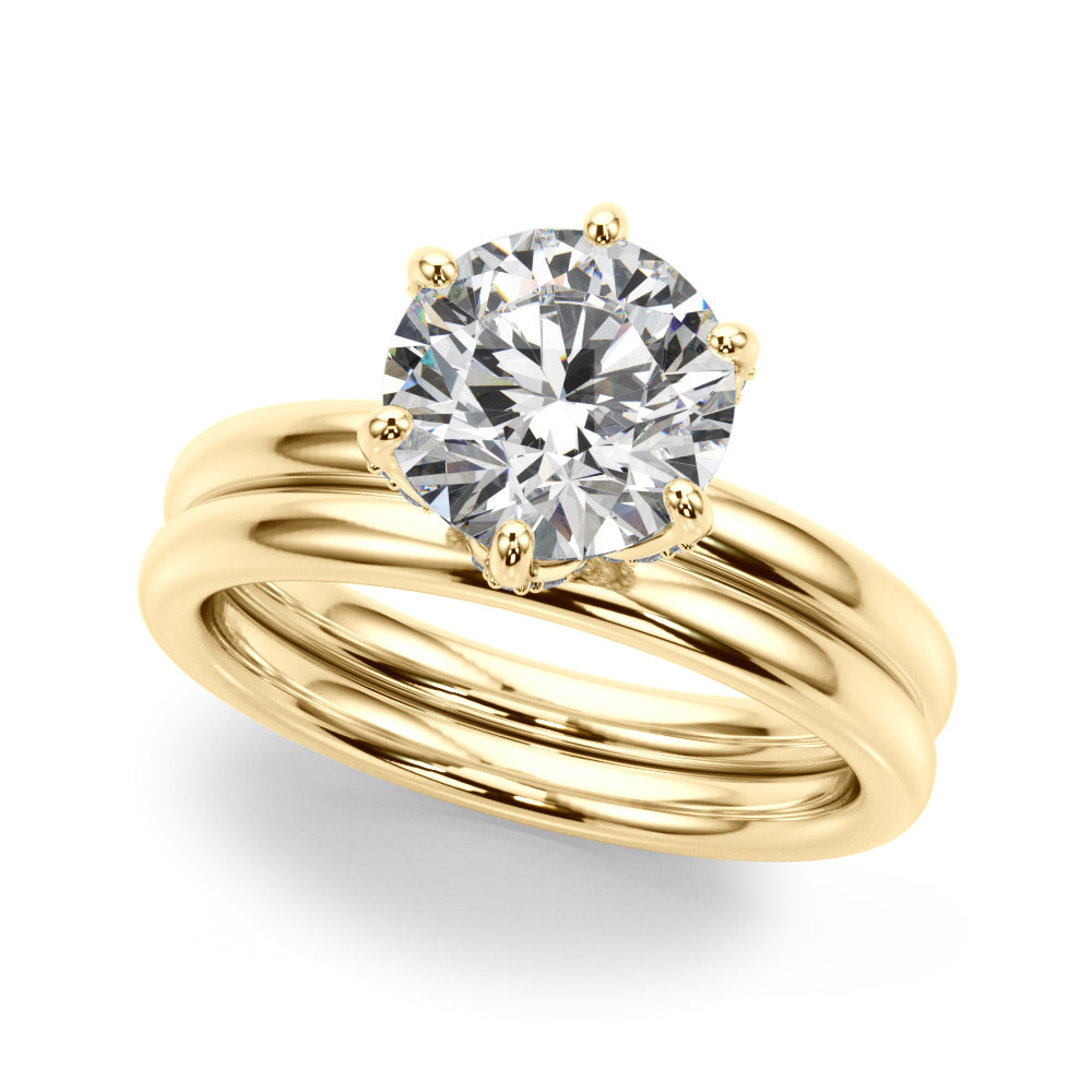 LUMEO Round Hidden Halo Diamond Engagement Ring Set in 18k Solid Yellow Gold 