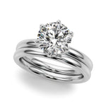 LUMEO Round Hidden Halo Diamond Engagement Ring Set in Platinum 