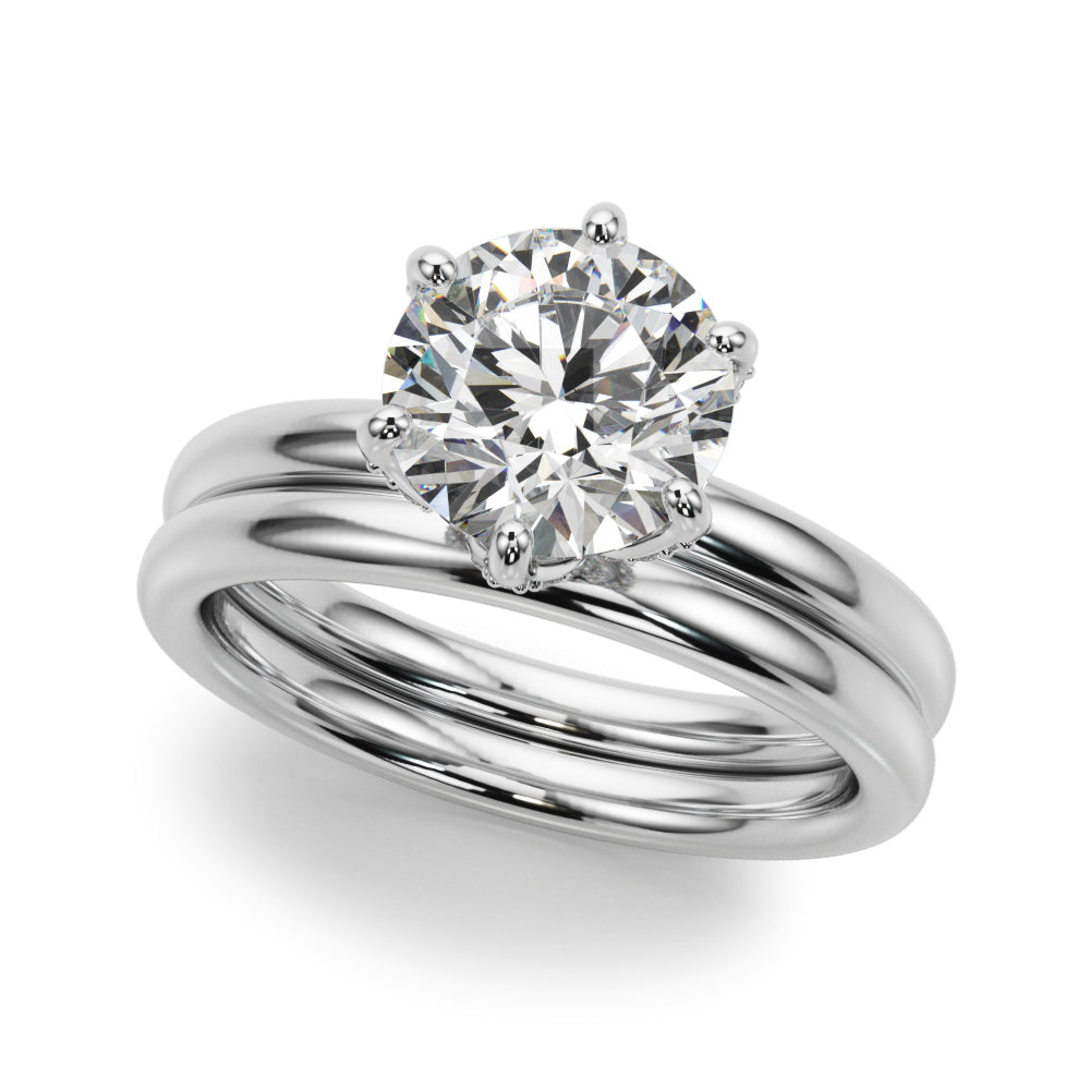 LUMEO Round Hidden Halo Diamond Engagement Ring Set in Platinum 