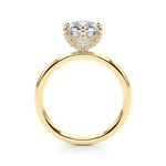 LUMEO Round Hidden Halo Diamond Engagement Ring Side View in 18k Solid Yellow Gold 