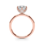 LUMEO Round Hidden Halo Diamond Engagement Ring Side View in 18k Solid Rose Gold 