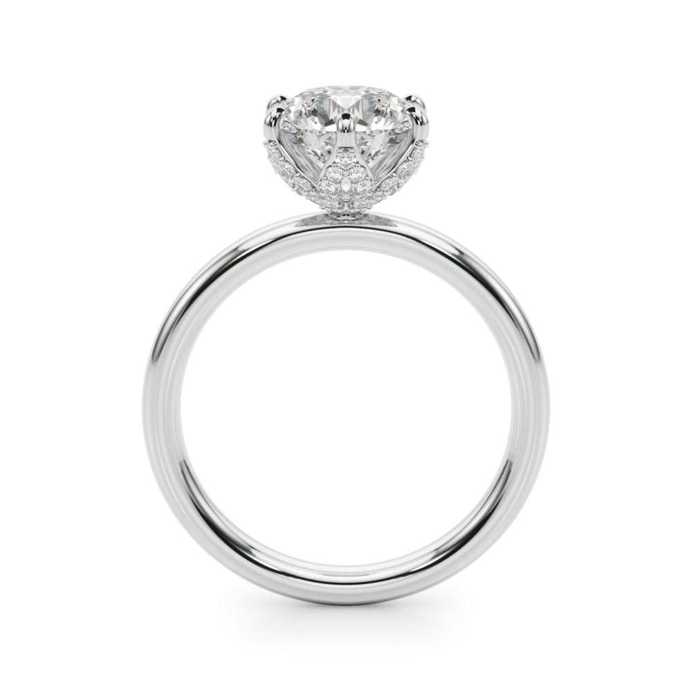 LUMEO Round Hidden Halo Diamond Engagement Ring Side View in Platinum 