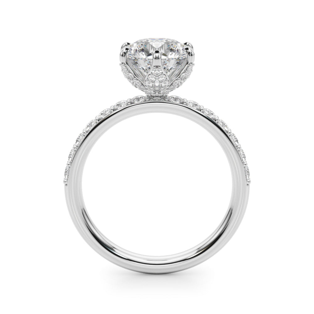 LUMEO Round Hidden Halo Diamond Engagement Ring Side View in Platinum 