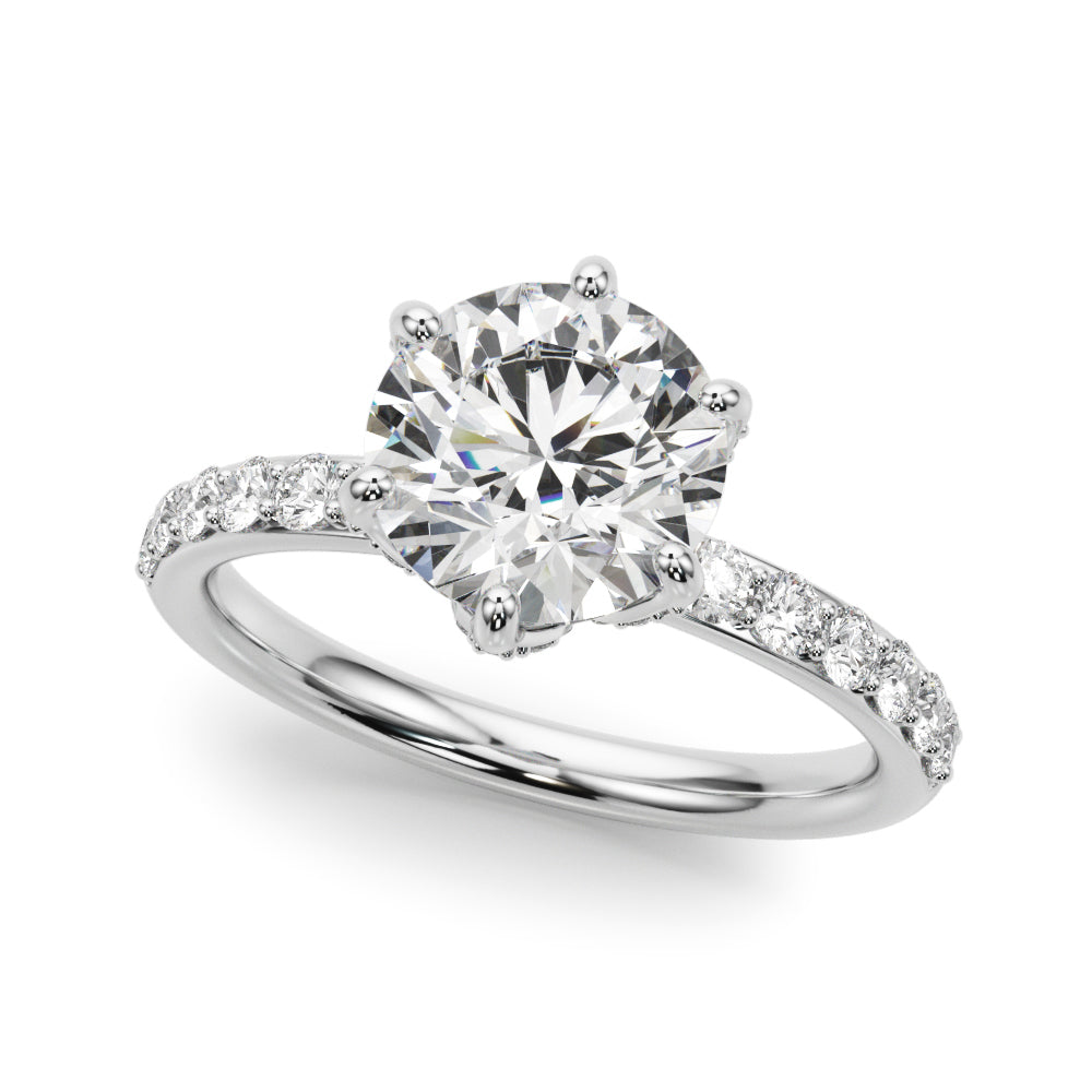 LUMEO Round Hidden Halo Diamond Engagement Ring Front View in Platinum 
