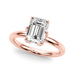 LUMEO Emerald Hidden Halo Diamond Engagement Ring Front View in 18k Solid Rose Gold 