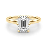 LUMEO Emerald Hidden Halo Diamond Engagement Ring Angle View in 18k Solid Yellow Gold 