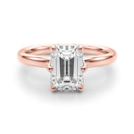 LUMEO Emerald Hidden Halo Diamond Engagement Ring Angle View in 18k Solid Rose Gold 