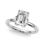LUMEO Emerald Hidden Halo Diamond Engagement Ring Front View in Platinum 