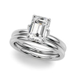 LUMEO Emerald Hidden Halo Diamond Engagement Ring Set in Platinum 